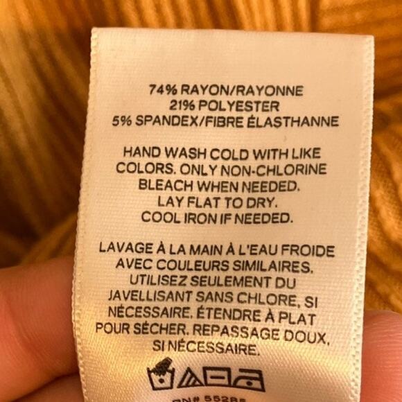 Express Womens Sweater Yellow Dolman Long Sleeve Ribbed Tunic Stretch Medium - Picture 7 of 12